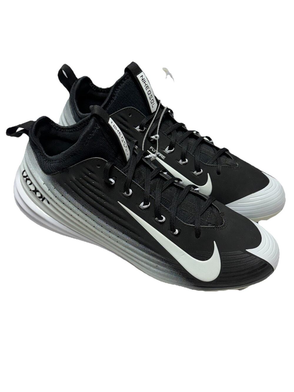Nike Lunar Vapor Trout Mid Baseball Cleats Black/White 654853-100 Mens Size 13